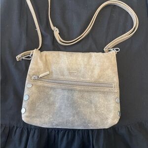 Hammitt Leather Purse Grey With Silver Accents And Red Interior.